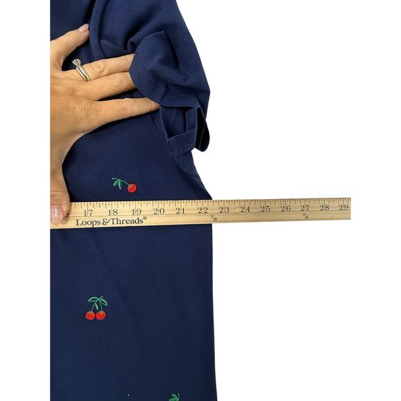 NEW J.Crew Collector Tee Embroidered cherry graphic Women XXL Blue Relaxed - Picture 8 of 8